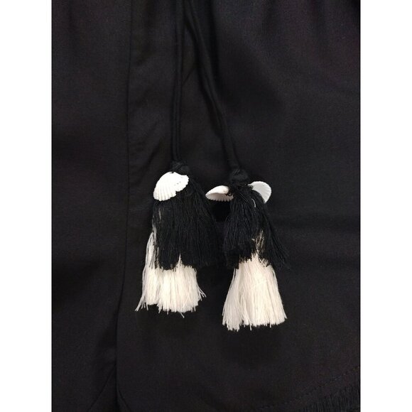 Set of 2 black japa and ikat print rayon shorts with elastic waist for women M - Picture 6 of 10